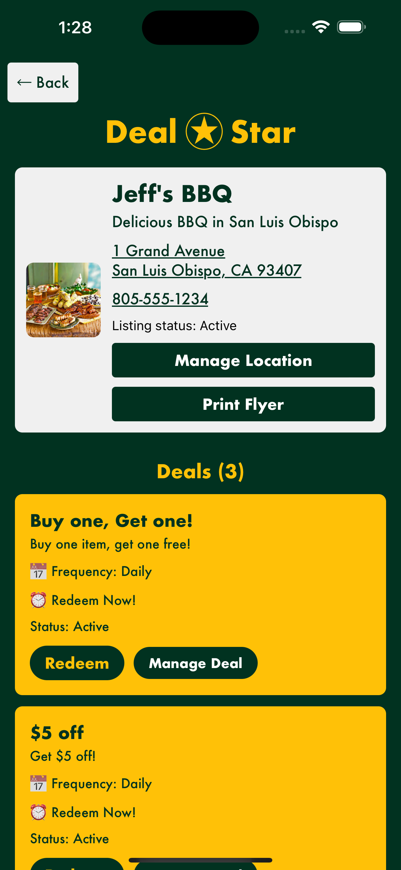 Business Deals Page